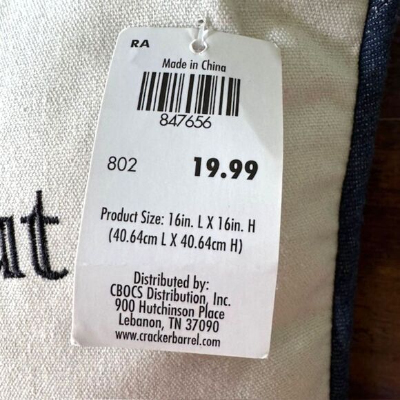 NWT Cracker Barrel Multicolor Embroidered Floral Denim Horses Square 16" Pillow - Picture 10 of 12